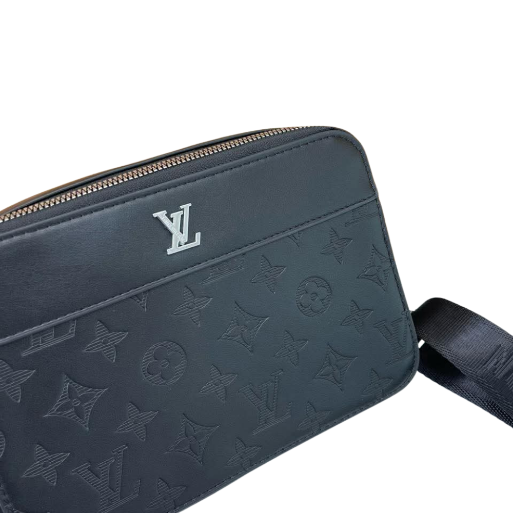 EMBOSSED MONOGRAM BLACK CAMERA BAG